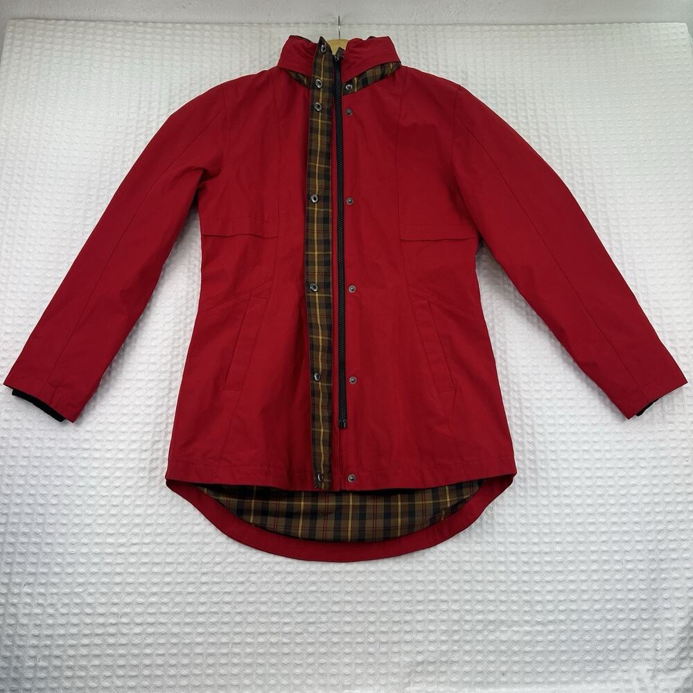 Pendleton Women’s Hooded Rain Jacket Red Plaid Lined Water Resistant XS Red